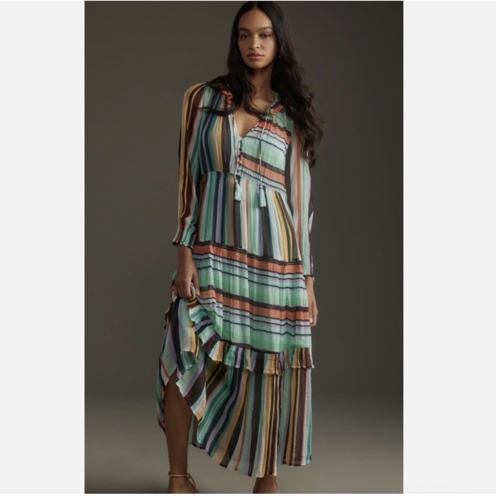 Anthropologie The Marais Printed Chiffon Maxi Dress Size Medium